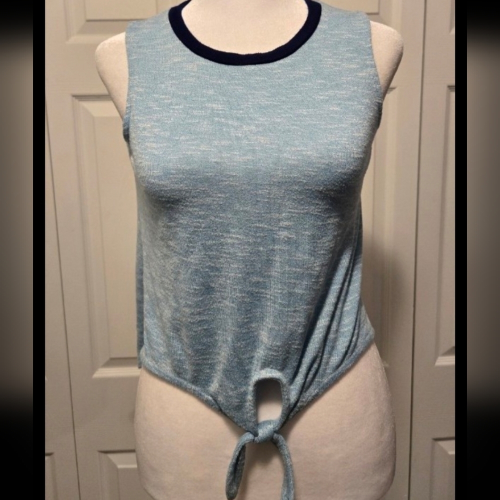 Y2k Vintage 90s Red Camel Tank top blue with waist tye at bottom juniors M